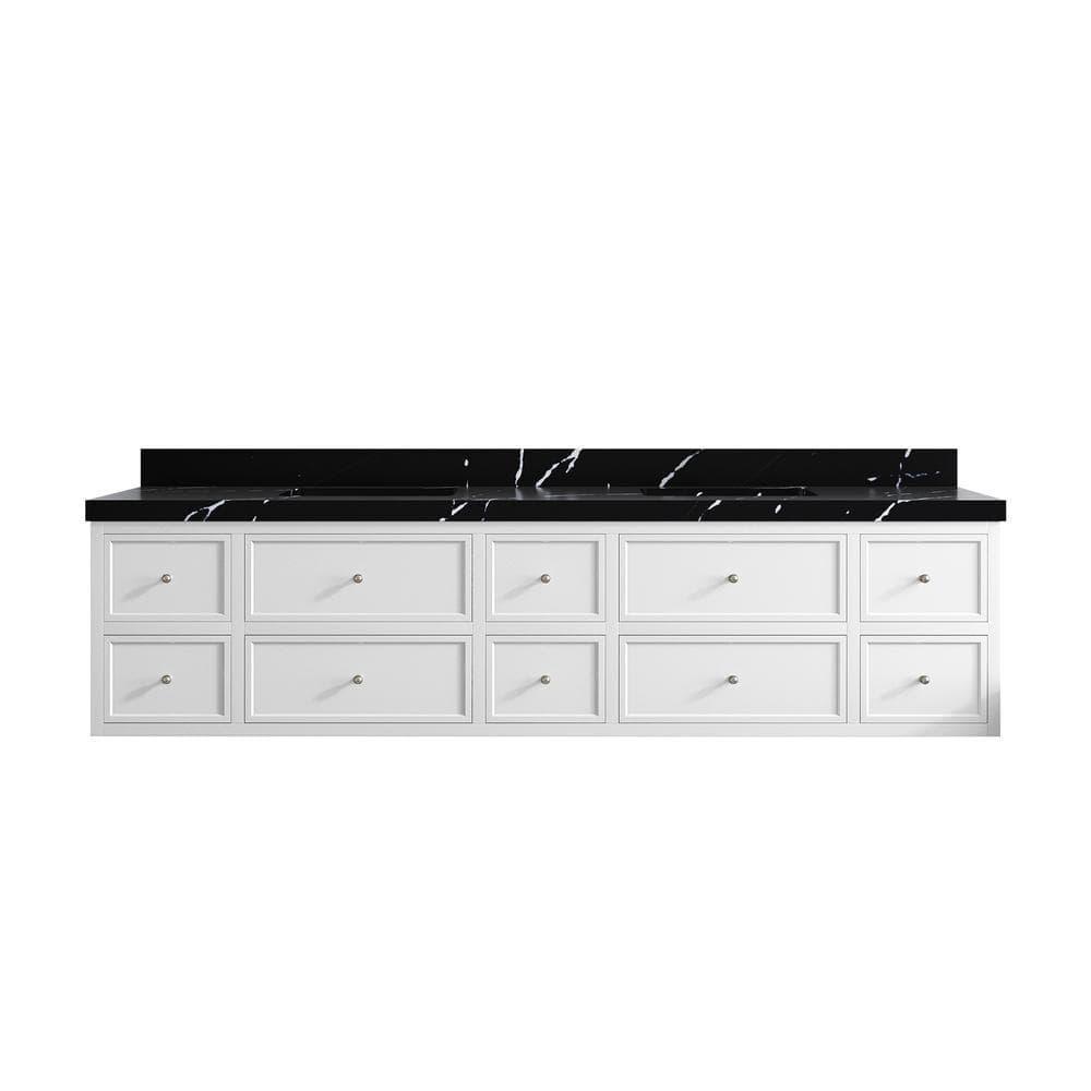Willow Collections Roswell Floating 84'' Double Bathroom Vanity with Quartz Top