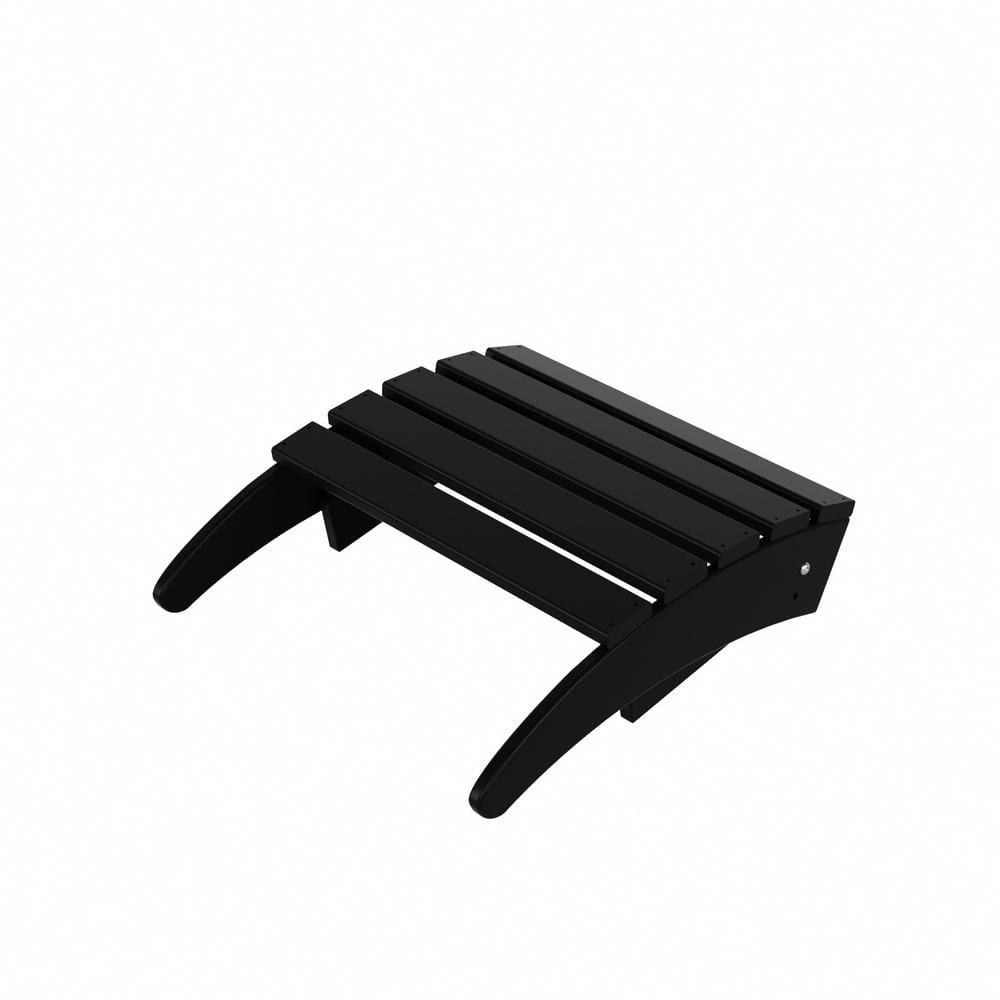 Polytrends  Laguna Hdpe All Weather Outdoor Patio Foldable Ottoman Black