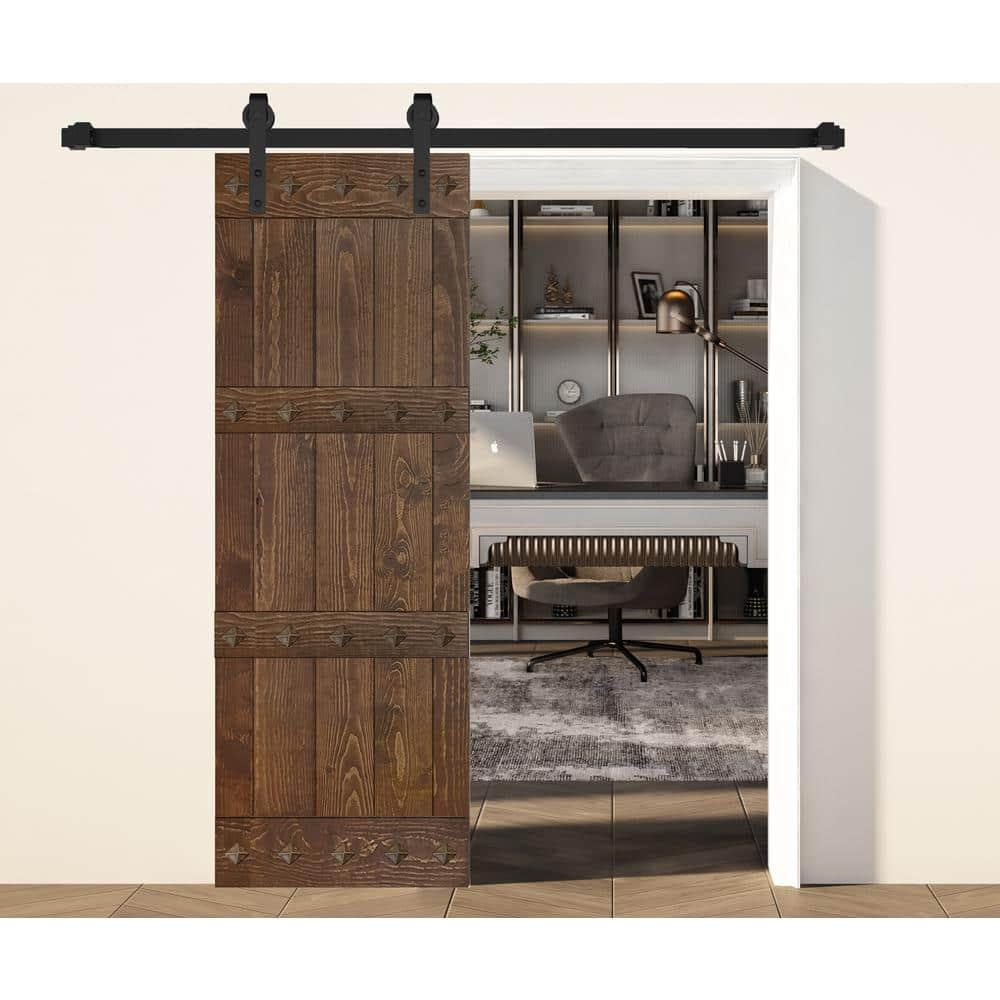 IsLife 84'' Solid Wood Paneled Matte without Installation Hardware Kit Barn Door