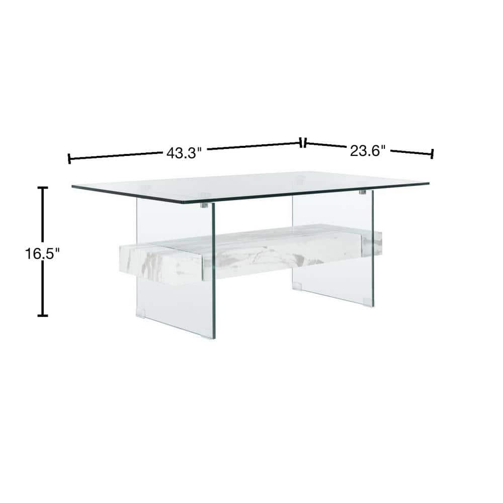 Kayley Coffee Table - Glass/White - Safavieh