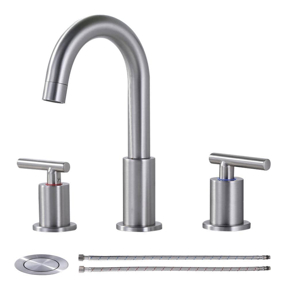 WOWOW 2325200 Widespread Bathroom Faucet 2-handle Bathroom Sink Faucet with Drain Assembly