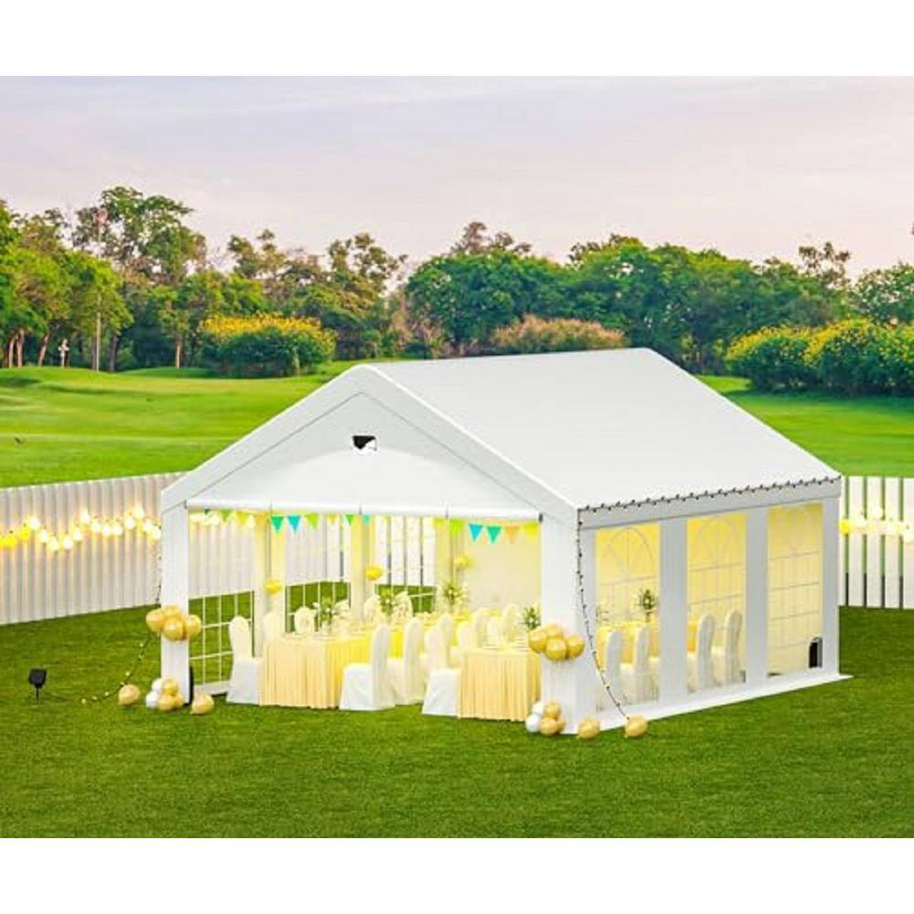 10x20FT Party Tent, Heavy Duty Canopy Tent with Removable Sidewals, Outdoor Wedding Tent for Parties Patio Gazebo Shelter for Wedding Holiday Birthday BBQ Backyard, White
