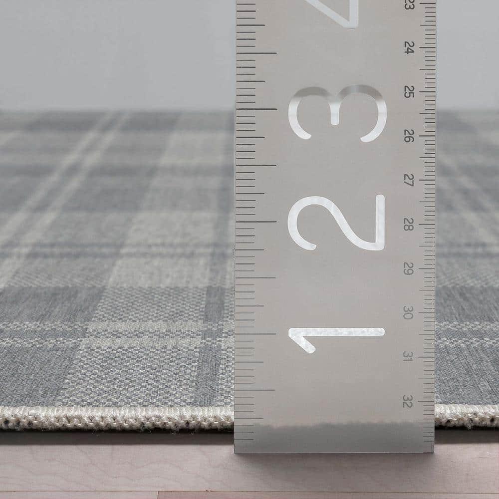 My Magic Carpet Buffalo Plaid Grey And White Plaid Flatweave Brown/Ivory Washable Area Rug | Wayfair