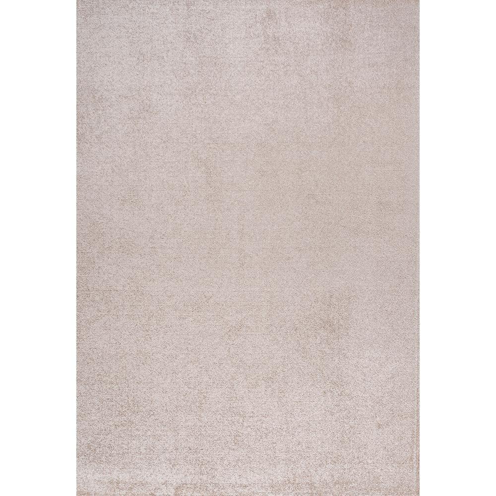 4'x6' Haze Solid Low-Pile Area Rug, Beige - JONATHAN Y