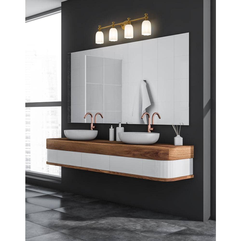 Orion 31.25" Gold Vanity Light with Opal Glass Shades