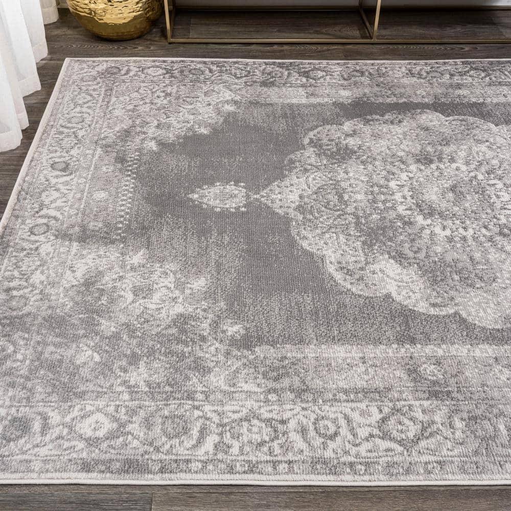 5'x8' Rosalia Cottage Medallion Area Rug, Gray/Dark Gray - JONATHAN Y
