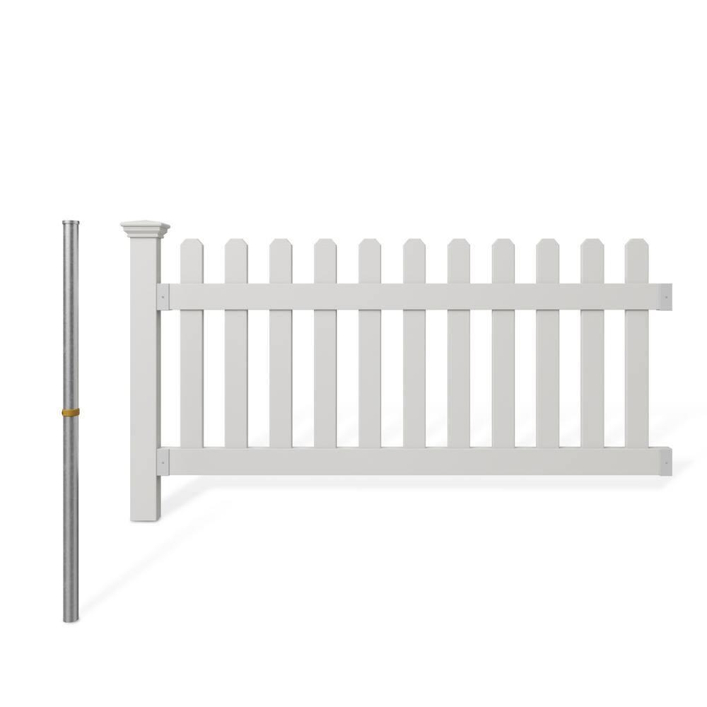 WamBam No-Dig Fence 3ft H x 6ft W (1 Panel + 1 Post) No Dig WamBam Newport Fence Kit, White Vinyl Picket Fence, Easy Install Outdoor Fence for Backyard or Patio, DIY Decorative Fencing, ZP19002