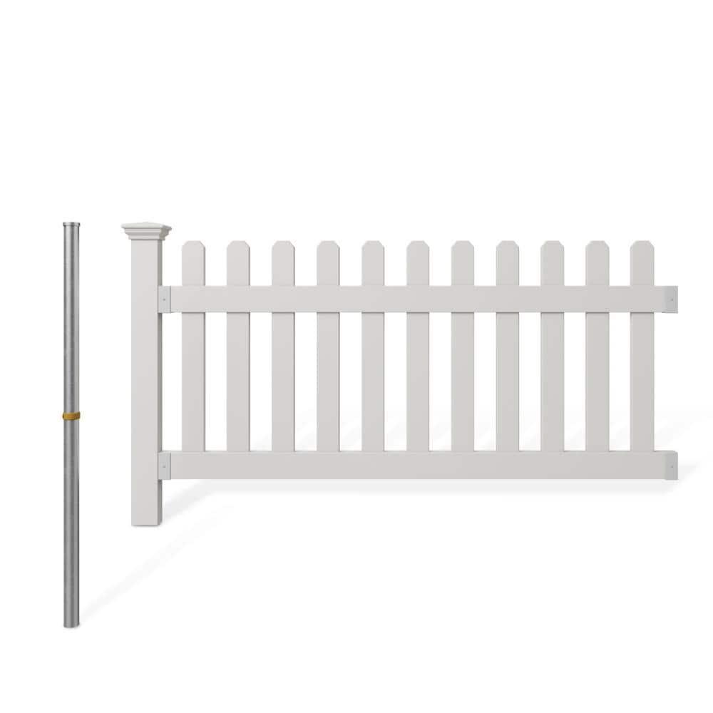 WamBam No-Dig Fence 3ft H x 6ft W (1 Panel + 1 Post) No Dig WamBam Newport Fence Kit, White Vinyl Picket Fence, Easy Install Outdoor Fence for Backyard or Patio, DIY Decorative Fencing, ZP19002
