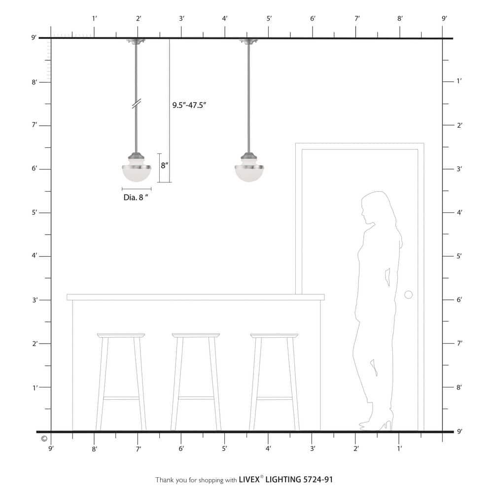 Livex Lighting 5724 Oldwick 8" Wide Mini Pendant - Nickel