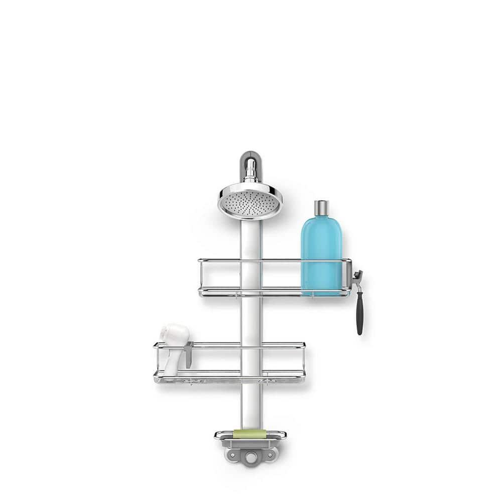 Simplehuman Medium Adjustable Shower Caddy, Stainless Steel/Anodized Aluminum Rust-Proof Frame