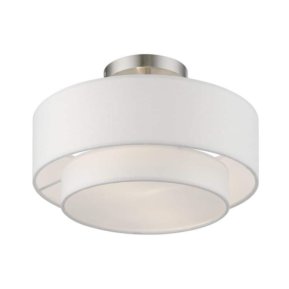 Livex Lighting Meridian 2 - Light Semi-Flush Mount in  Brushed Nickel