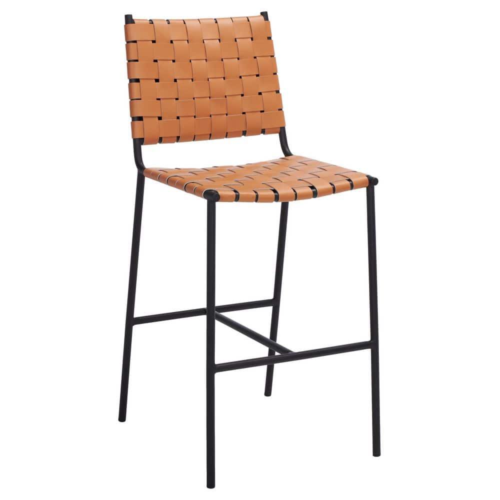 Olenna Woven Counter Stool - BST3011 - Cognac/Black - Safavieh