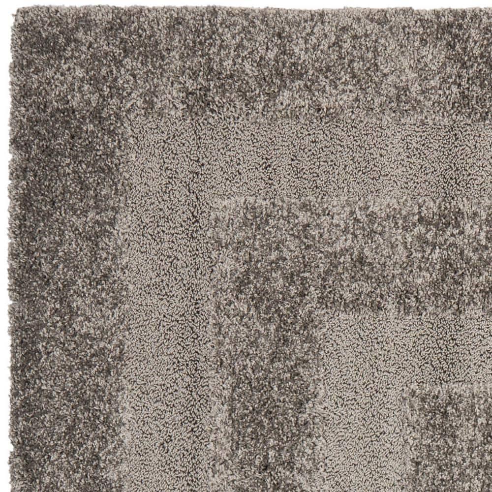 SAFAVIEH Florida Mason Bordered Shag Area Rug, Grey, 5' x 5' Square
