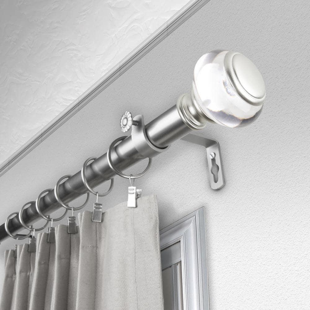 1 Inch Dia 48-84" Adjustable Coat Single Curtain Rod in Satin Nickel