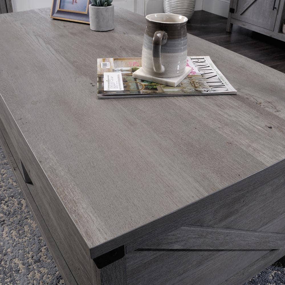 Bridge Acre Rustic Farmhouse Lift Top Coffee Table Mystic Oak - Sauder: Rectangle Table for Living Room, Spot Clean