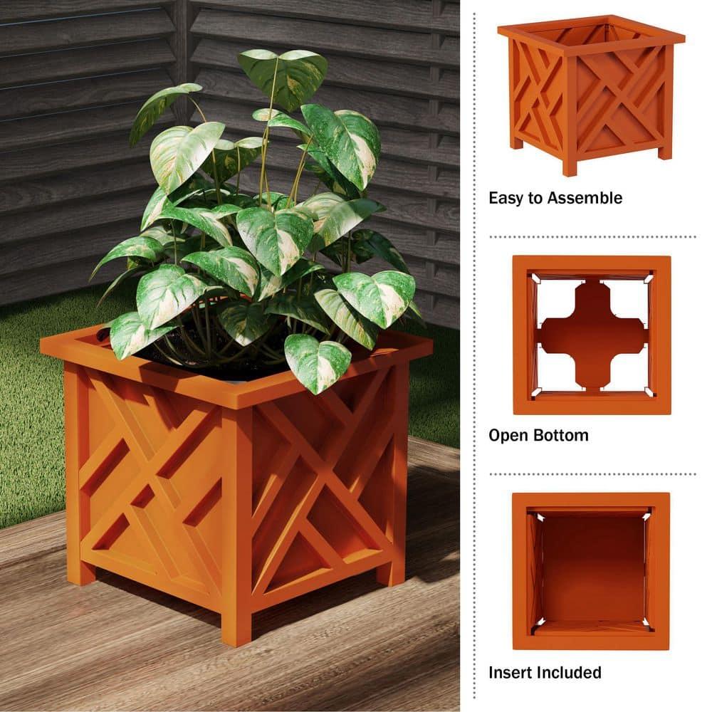 Terracotta Square Lattice Outdoor Planter Boxes Set of 2