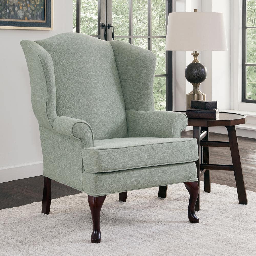 Comfort Pointe Crawford Cadet Green Fabric Wing Back Accent Chair