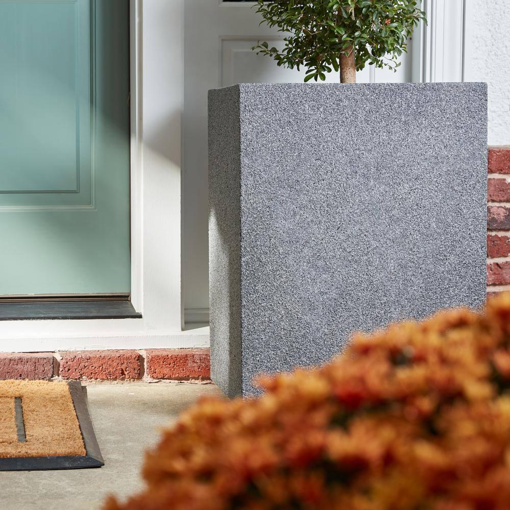 Greige Polystone Tall Rectangular Planter 23"L x 18"W x 30"H for Outdoor & Indoor