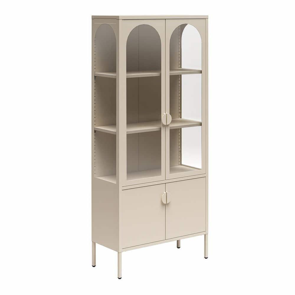 CosmoLiving by Cosmopolitan Chloe Tall Metal Display Cabinet with 2 Arched Glass Doors