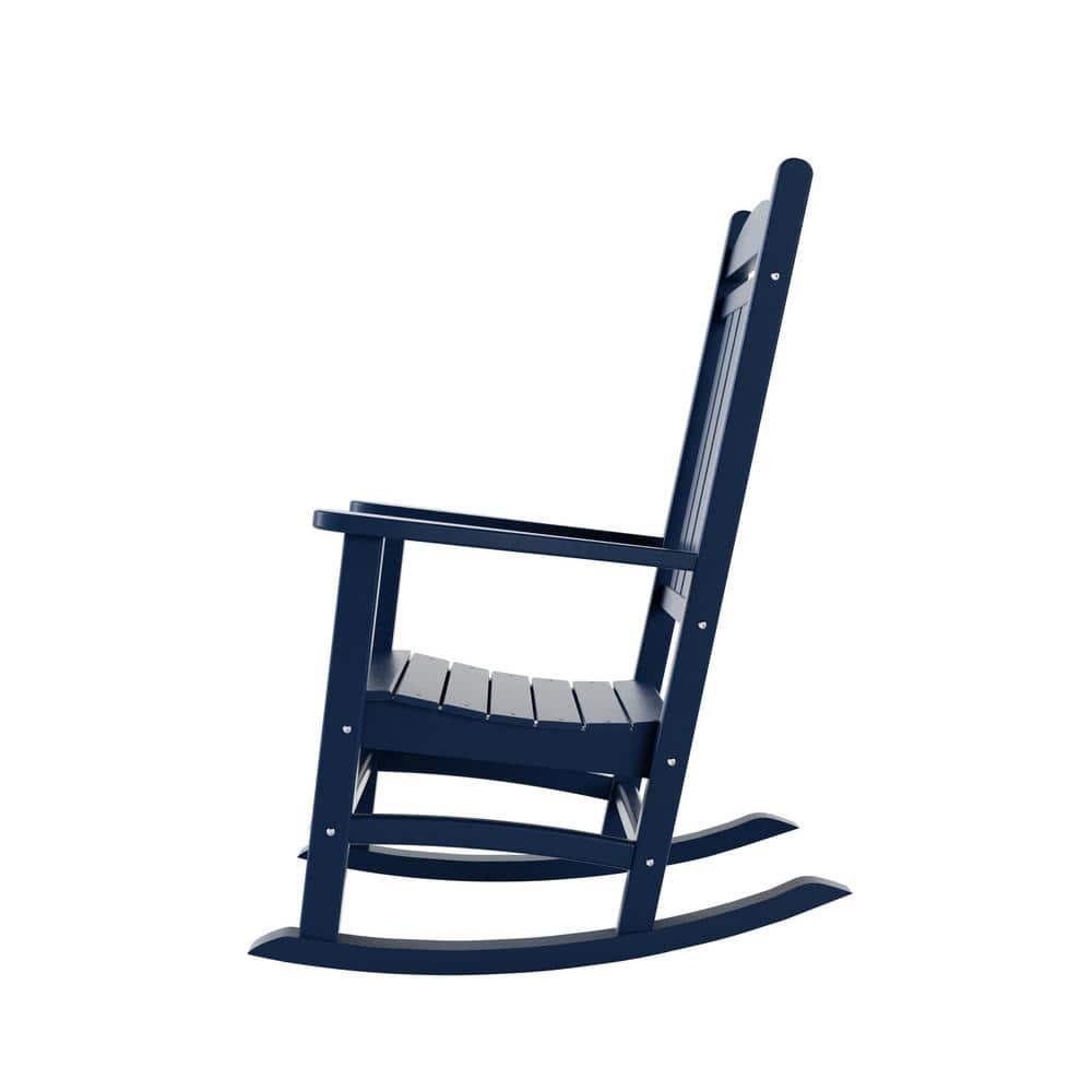 Polytrends  Laguna Traditional Poly Eco-Friendly Weather-Resistant Rocking Chair Navy Blue