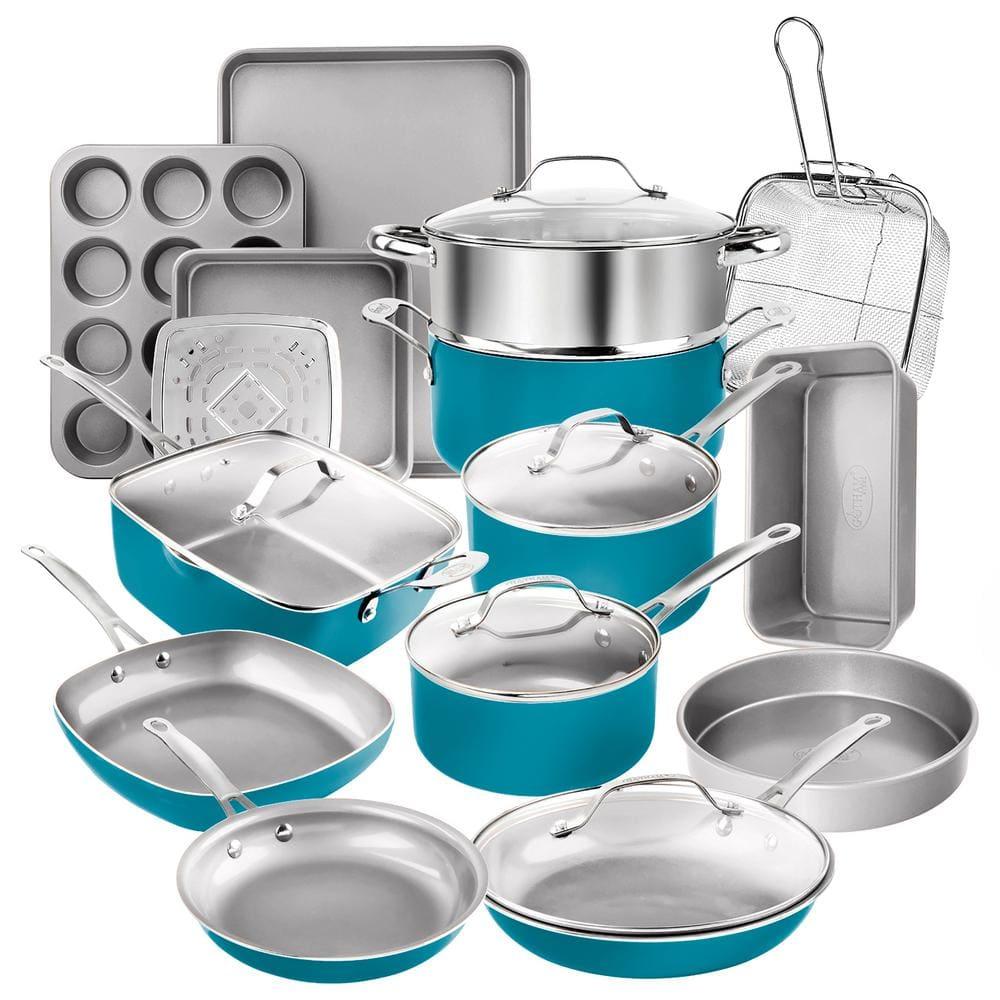 Gotham Steel 20 Piece Nonstick Cookware and Bakeware Set, Stay Cool Handles, Oven & Dishwasher Safe