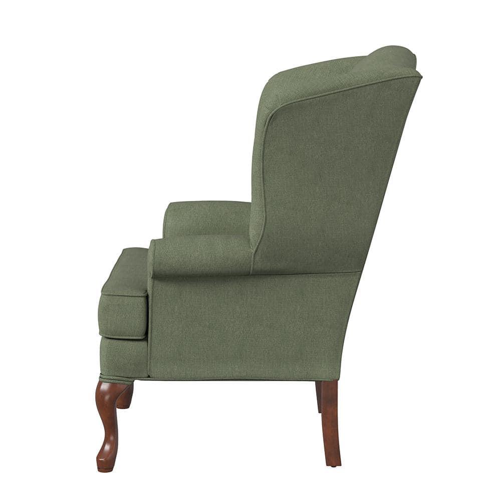 Comfort Pointe Crawford Cadet Green Fabric Wing Back Accent Chair
