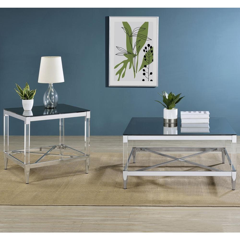Coaster Lindley Square Metal Coffee Table Tempered Mirror Top Chrome