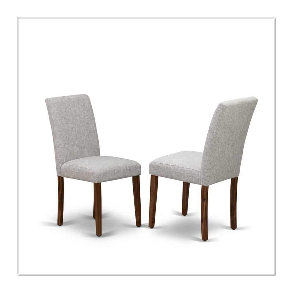 Red Barrel Studio® 7 Piece Dining Set Consist of a Round Dining Room Table with Pedestal and 6 Doeskin Linen Fabric Upholstered Parson Chairs, Antique Walnut