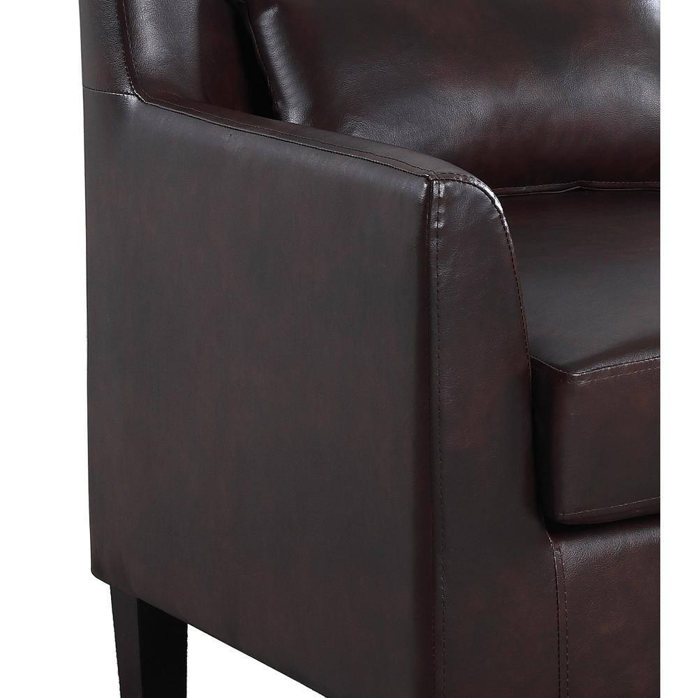 Best Master Cassidy Faux Leather Living Room Accent Arm Chair in Espresso