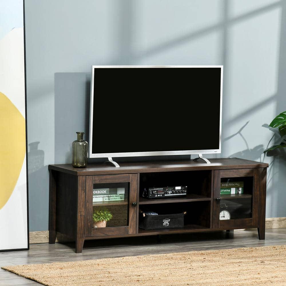 HOMCOM Modern TV Stand, Entertainment Center with Shelves and Cabinets for Flatscreen TVs up to 60" for Bedroom, Living Room, Coffee