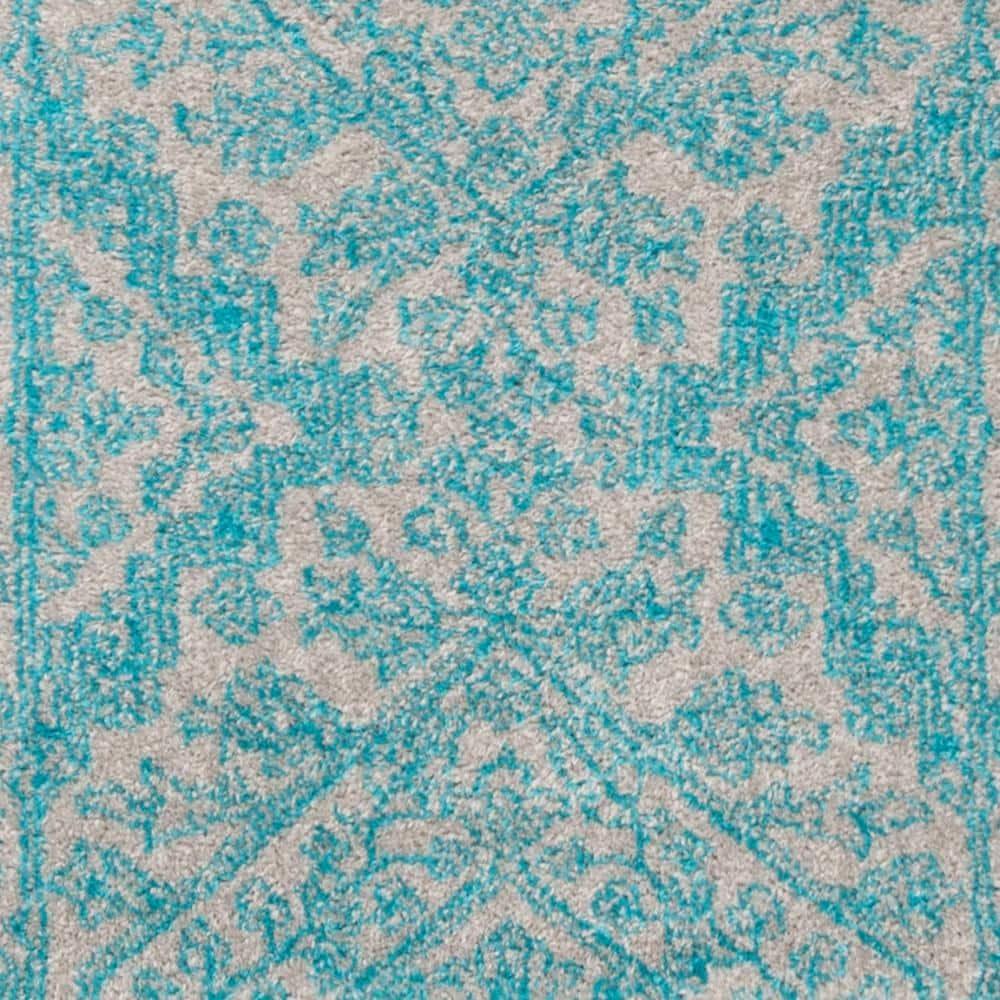 Adirondack ADR108 Power Loomed Runner Rug - Light Grey/Teal - 2'6"x8' - Safavieh.