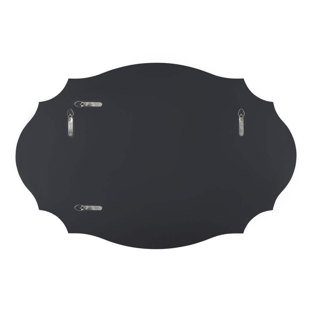Kate and Laurel Leanna Glam Oval Mirror, 24 x 36, Black, Modern Scalloped Mirror for Wall