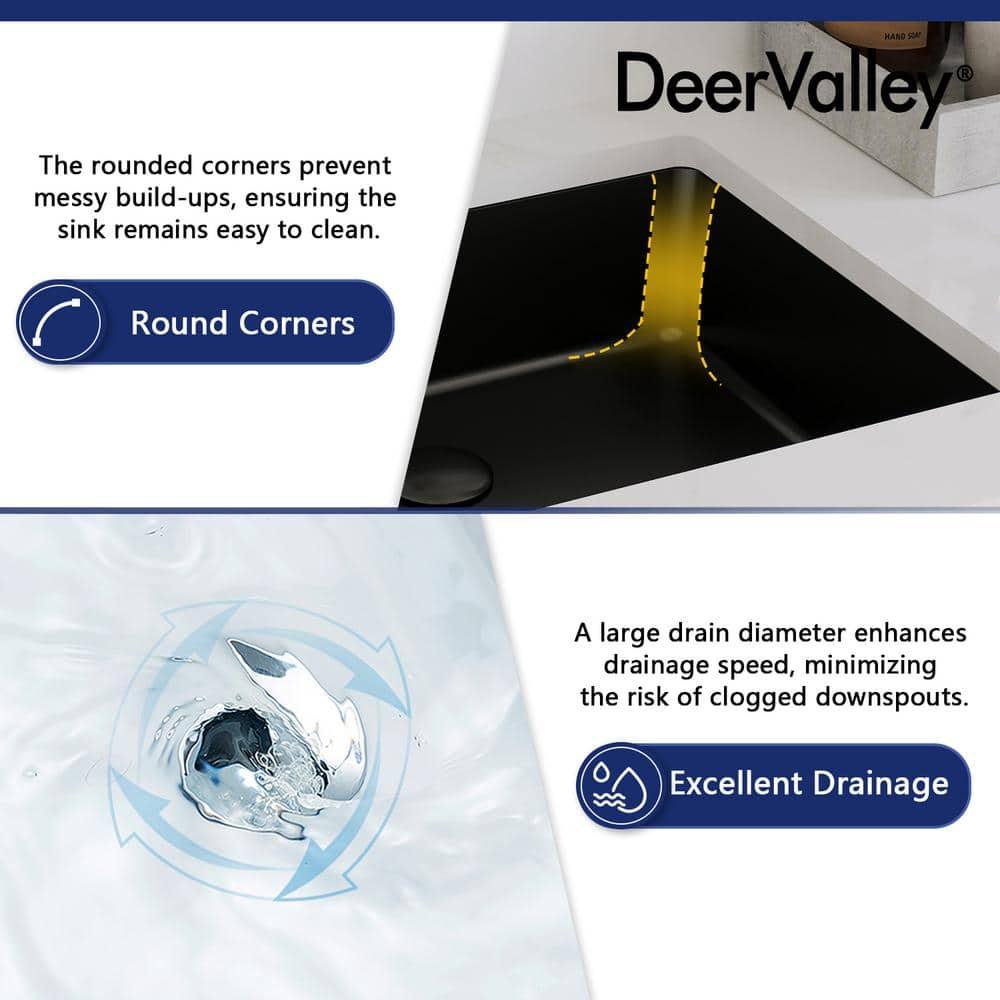 DeerValley Ursa 20" X 15.6" Rectangular Vitreous China Undermount Bathroom Sink with Overflow