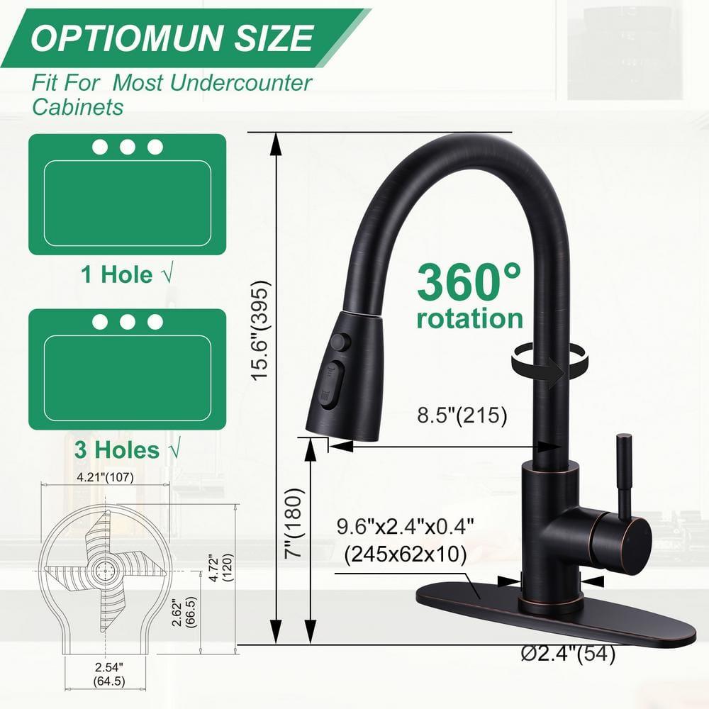 ARCORA Single Handle Stainless Steel Pull-Down Kitchen Faucet with Deckplate and Glass Rinser Combo