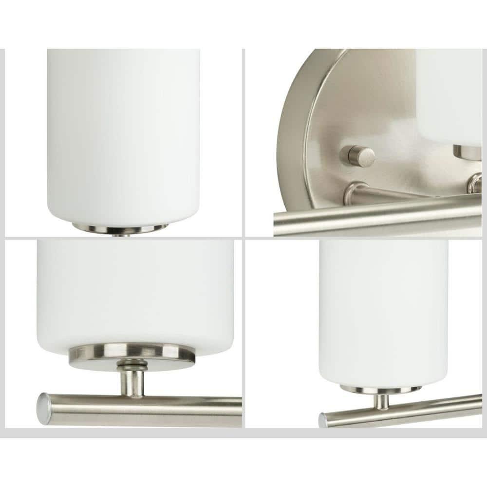 Progress Lighting Replay 2-Light Bath Vanity, Brushed Nickel, Porcelain Shade