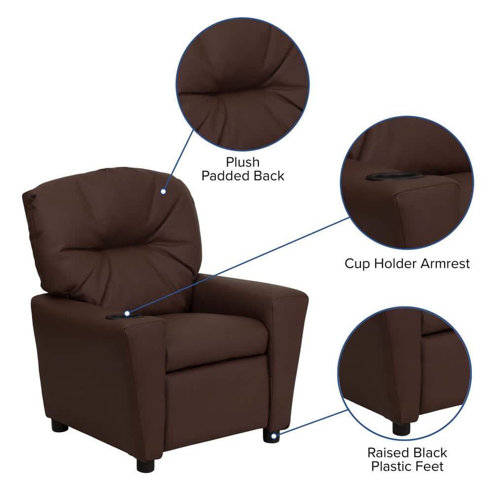 Flash Furniture Chandler Contemporary Brown LeatherSoft Kids Recliner with Cup Holder