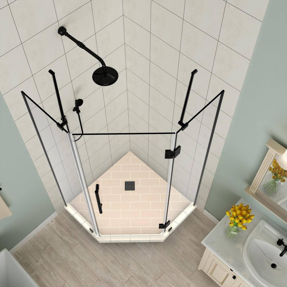 Merrick Frameless 38" x 72" Neo-Angle Hinged Shower Enclosure