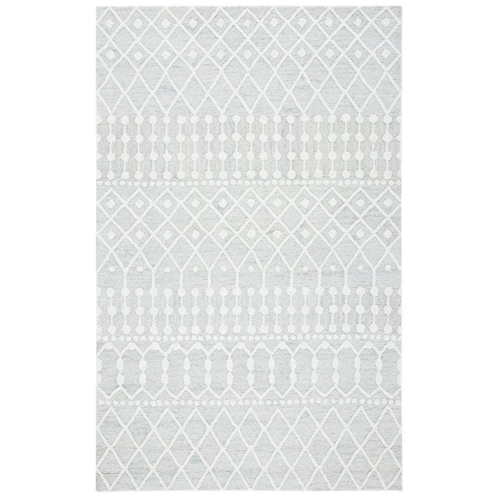 Blossom BLM115 Hand Tufted Area Rug - Silver/Ivory - 6'x9' - Safavieh.