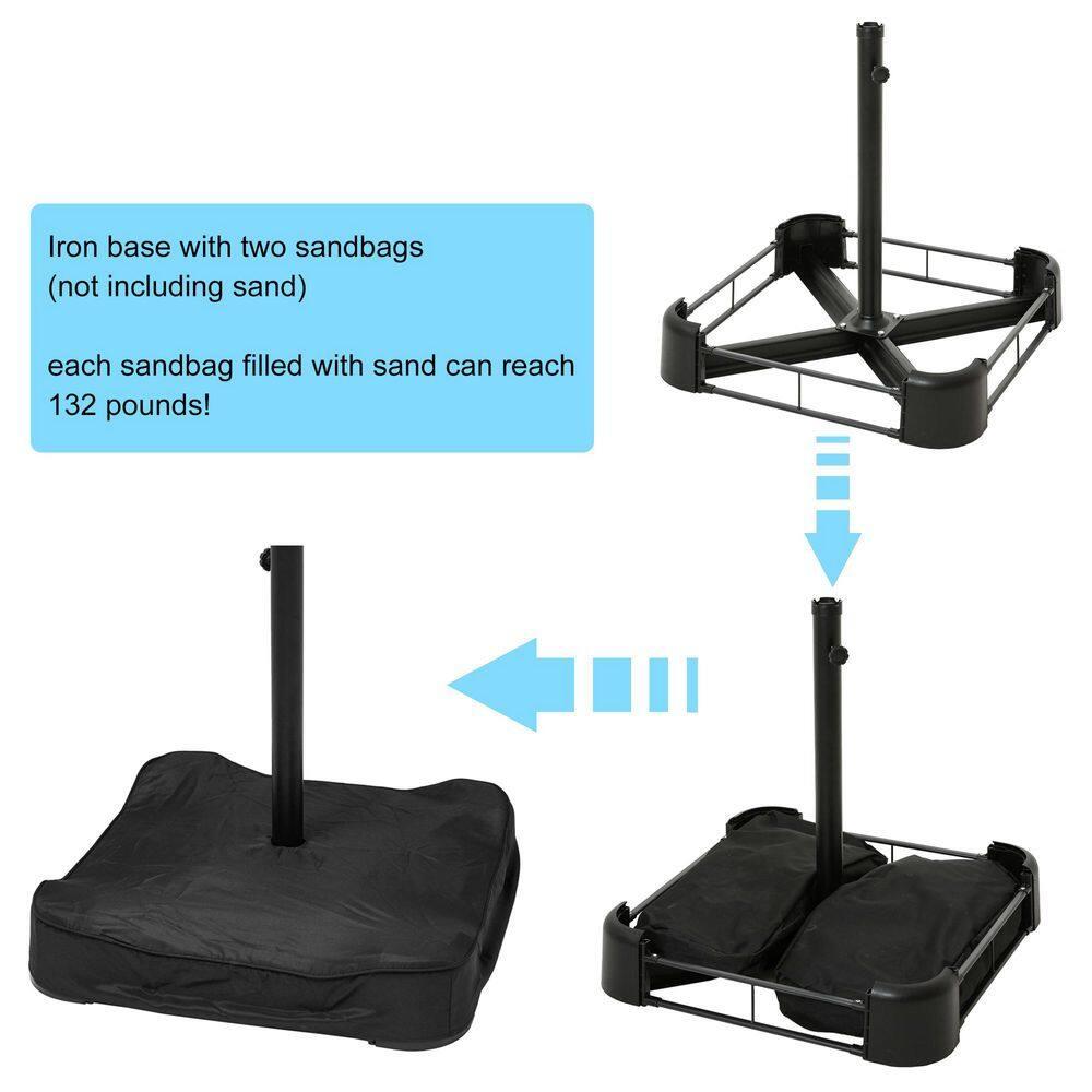 15ft Large Patio Umbrellas with Base Included, Outdoor Double-Sided Rectangle Market Umbrella with Crank Handle, for Pool Lawn Garden