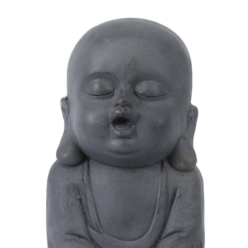 LuxenHome 16.3" LuxenHome Gray MgO Meditating Buddha Garden Statue