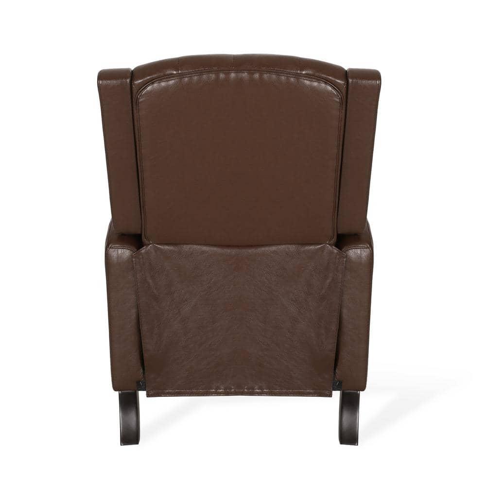 Noble House Steinaker Standard Faux Leather Tufted Pushback Recliner, Dark Brown