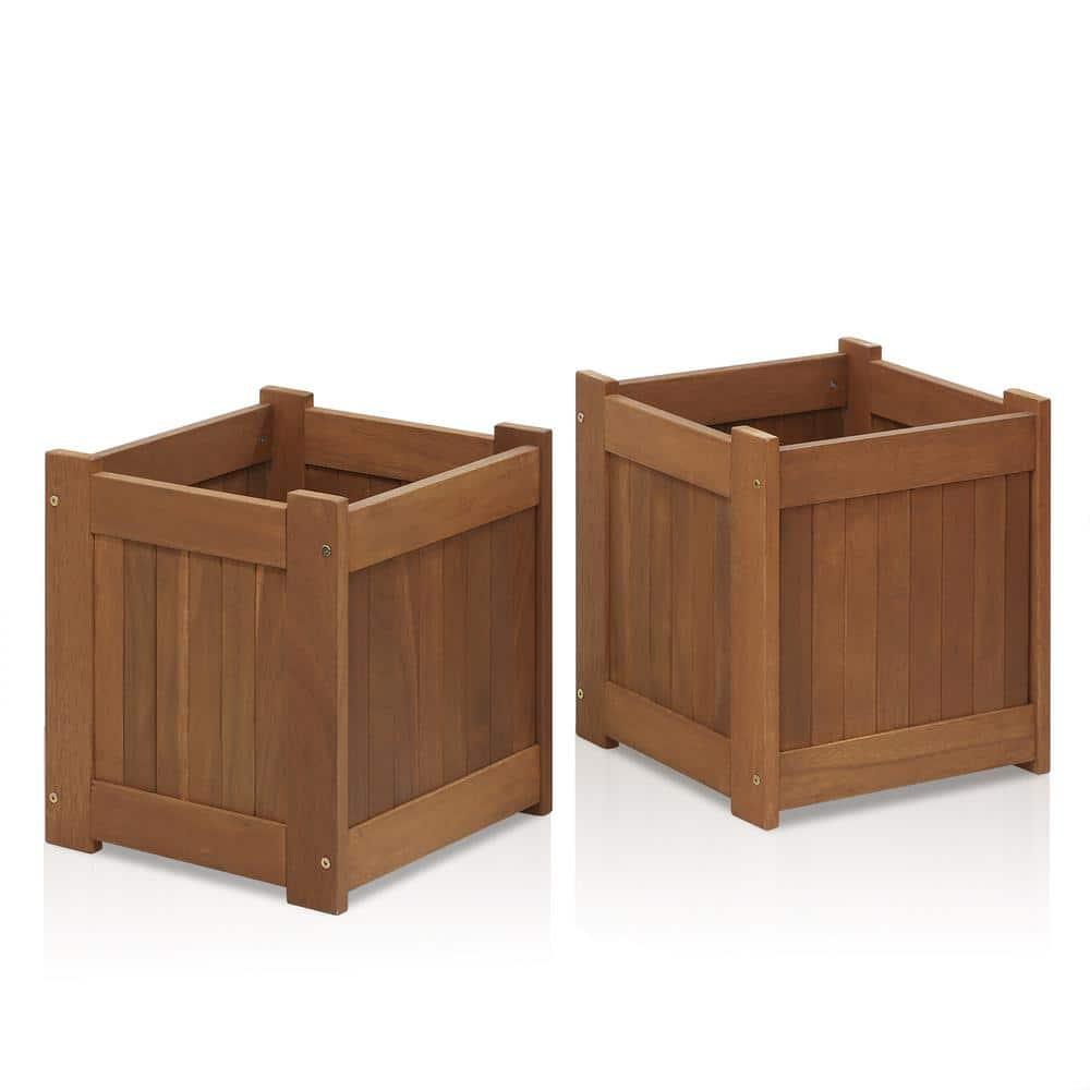Furinno 15" x 15" x 18" Brown Wood Planter Boxes (2 Pack)
