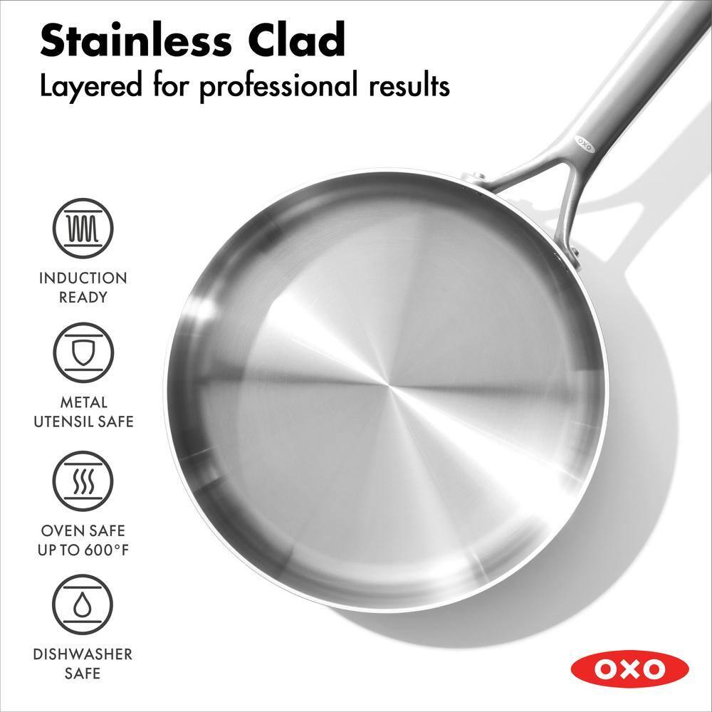 OXO 10pc Mira Tri-Ply Stainless Steel Cookware Set Silver: Dishwasher-Safe, Gas & Induction Compatible, UPC 885837031089