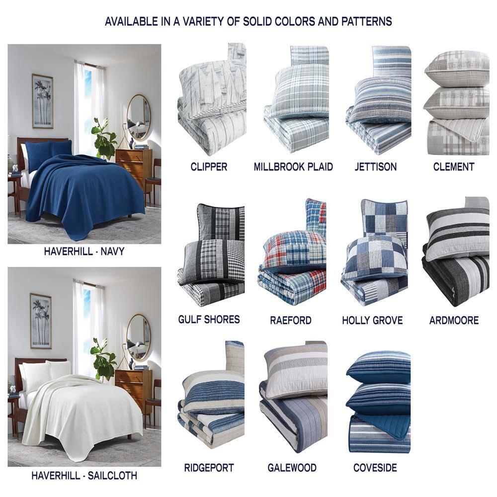 Nautica Fleetville Cotton Reversible Grey Quilt Set