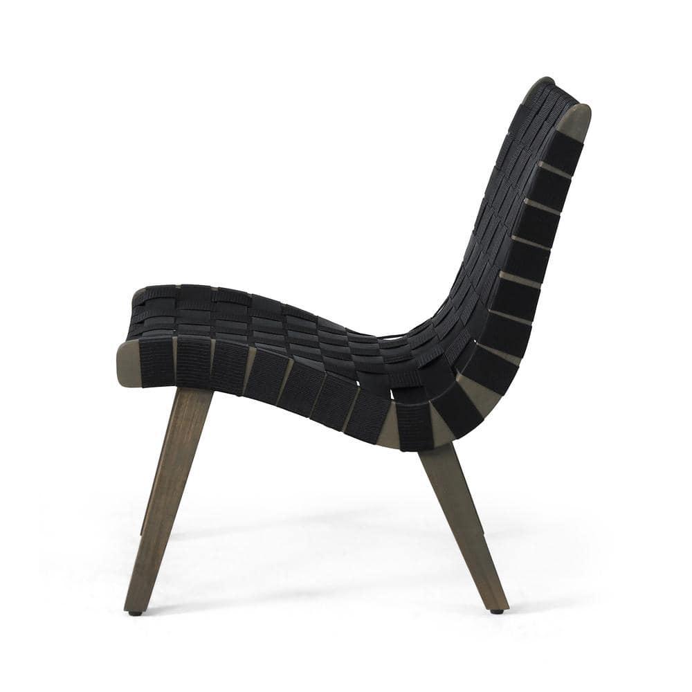Morganton Rope Weave Outdoor Lounge Chair, Set of 2, Black and Teak