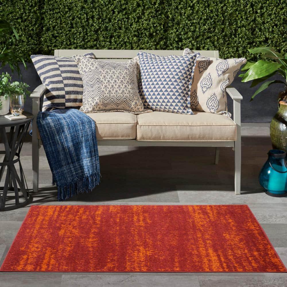 Nourison Essentials 3' x 5' Red Modern Indoor/Outdoor Rug