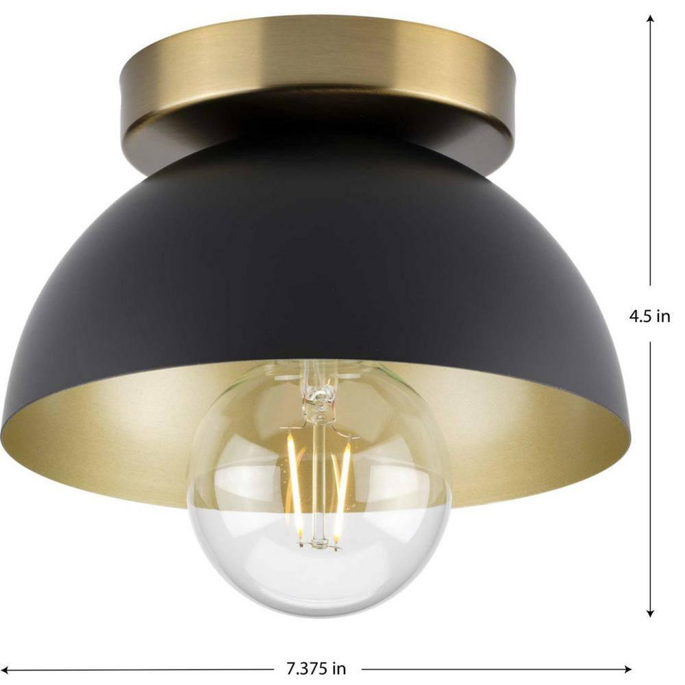 Eva Collection One-Light Matte Black Mid-Century Modern Flush Mount Light
