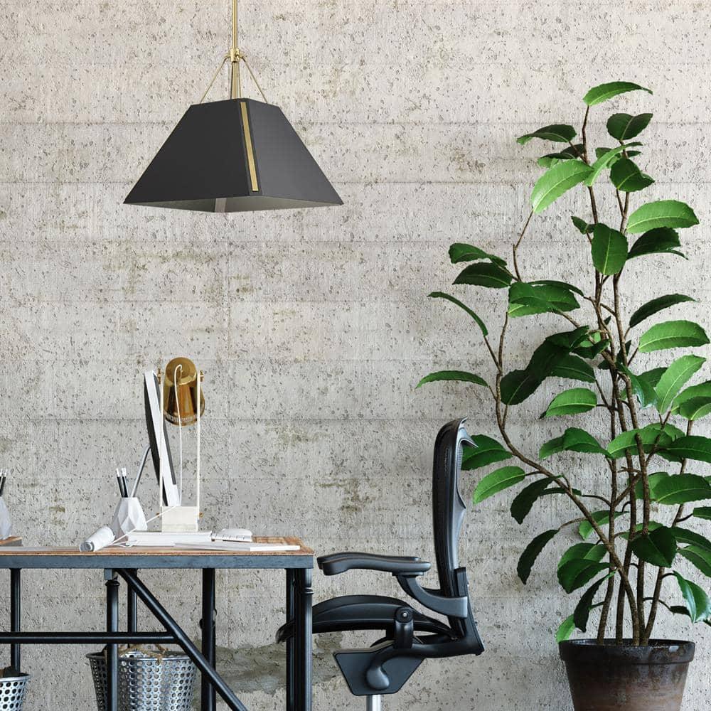 Golden Lighting Ranik 1-Light Pendant in Brushed Champagne Bronze with Natural Black