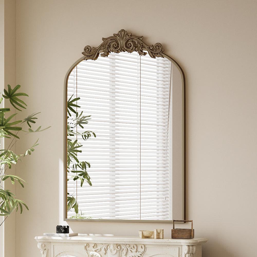 BEAUTYPEAK 38"x24" Vanity Wall Mirror Decorative Vintage Arch Bathroom Mirror,Bronze