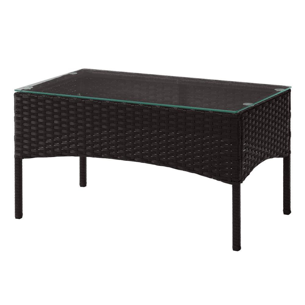Pure Garden 4pc Outdoor Patio Rattan Furniture Set Black